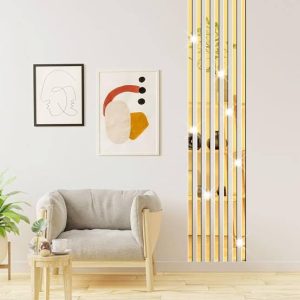 Stripe Mirror Wall Stickers - Gold Acrylic Wall Decor